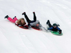 Winter kids playing